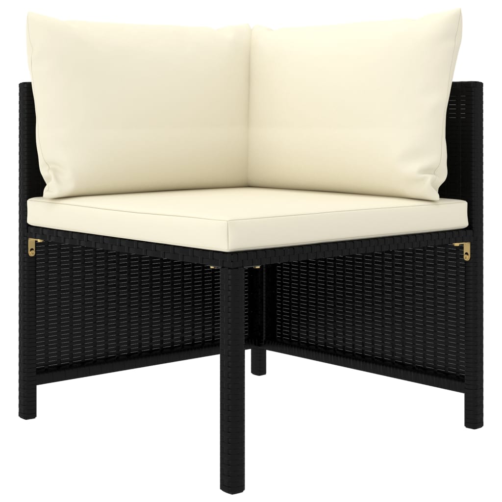 Salon de jardin 6 pcs avec coussins Résine tressée Noir