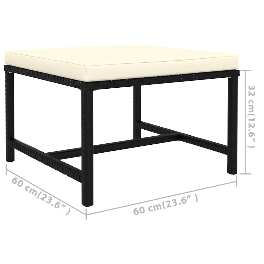 Salon de jardin 6 pcs avec coussins Résine tressée Noir