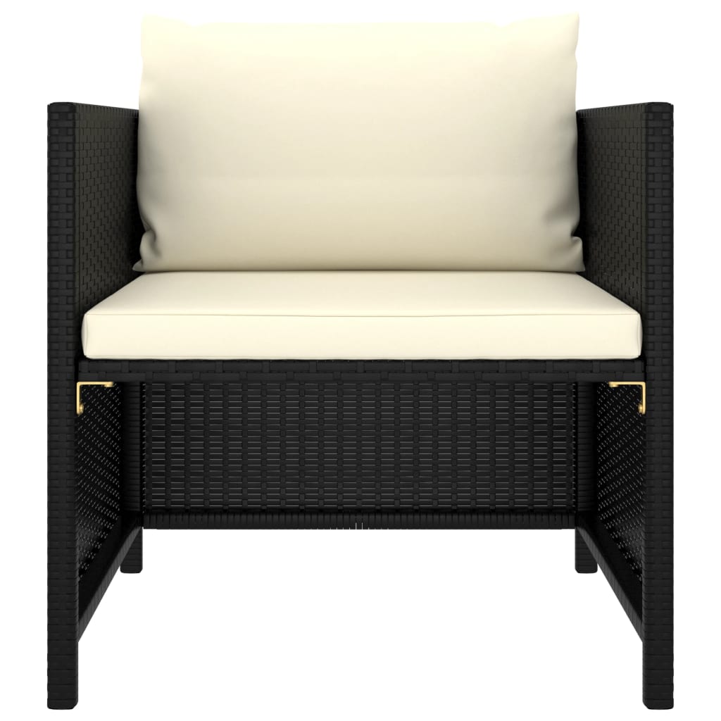 Salon de jardin 8 pcs avec coussins Résine tressée Noir