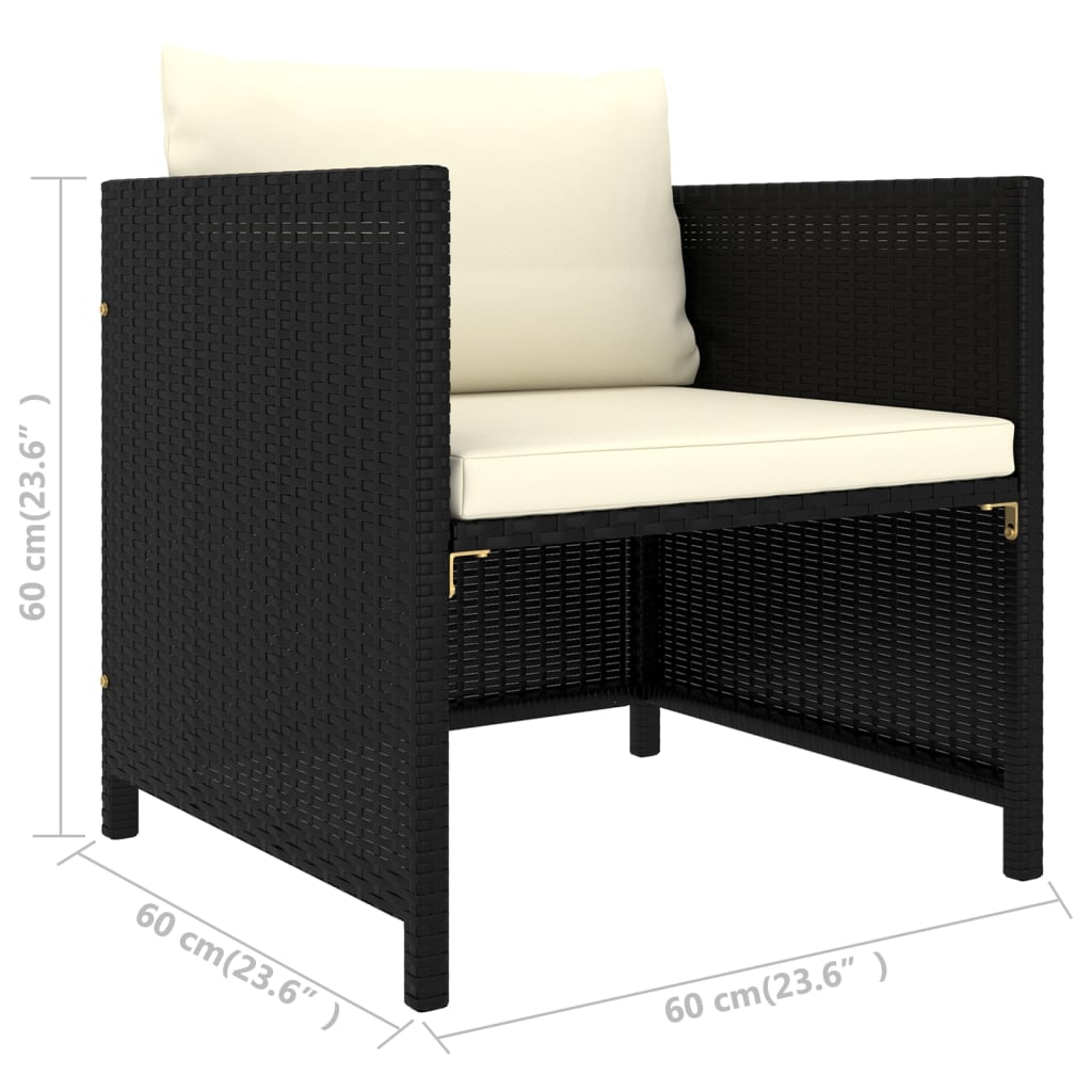 Salon de jardin 8 pcs avec coussins Résine tressée Noir