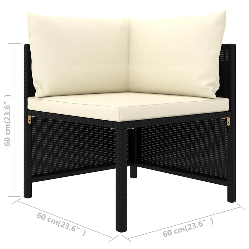 Salon de jardin 8 pcs avec coussins Résine tressée Noir