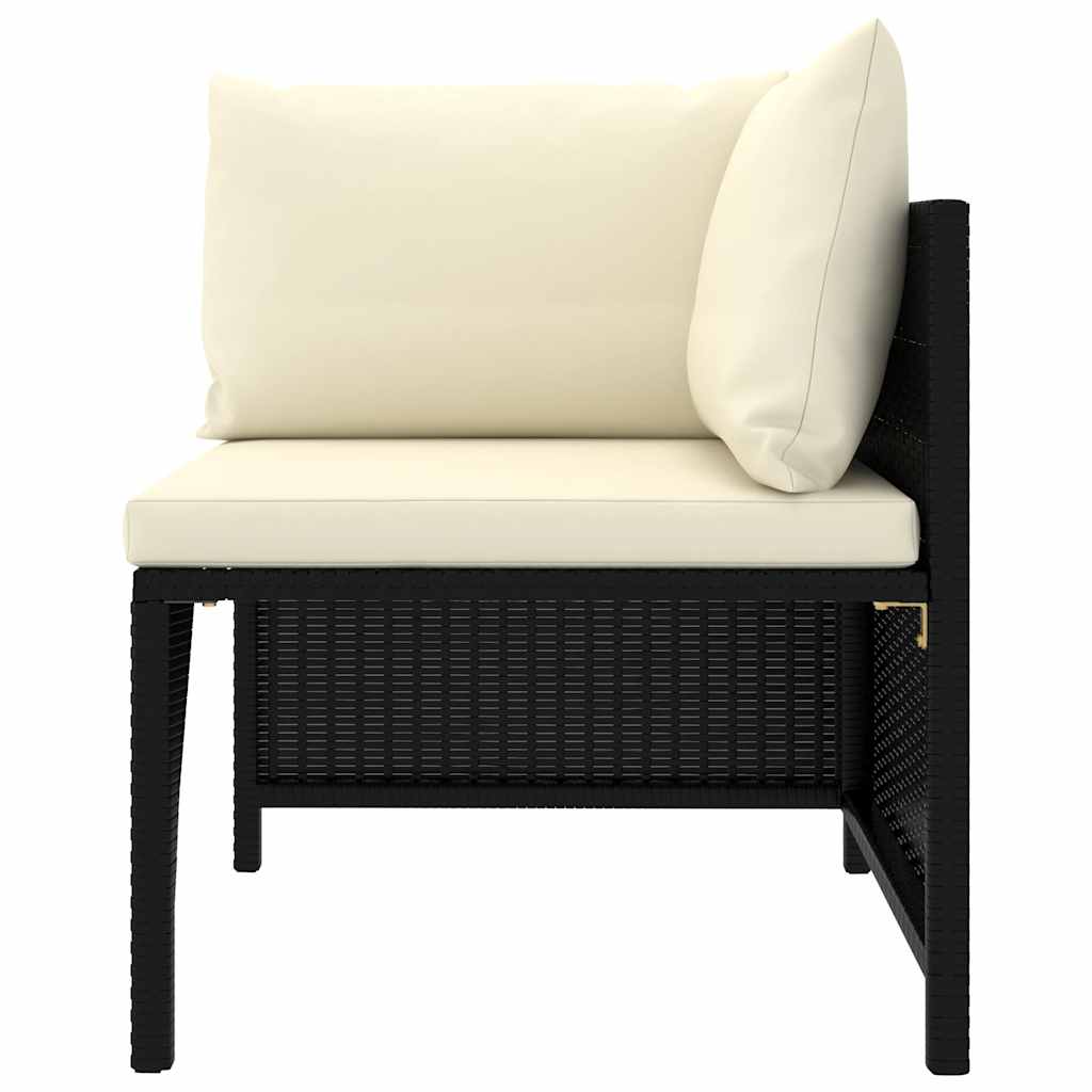 Salon de jardin 9 pcs avec coussins Résine tressée Noir