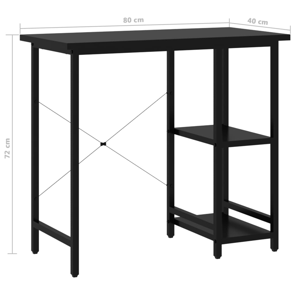 Bureau d'ordinateur Noir 80x40x72 cm MDF et métal - XIOS