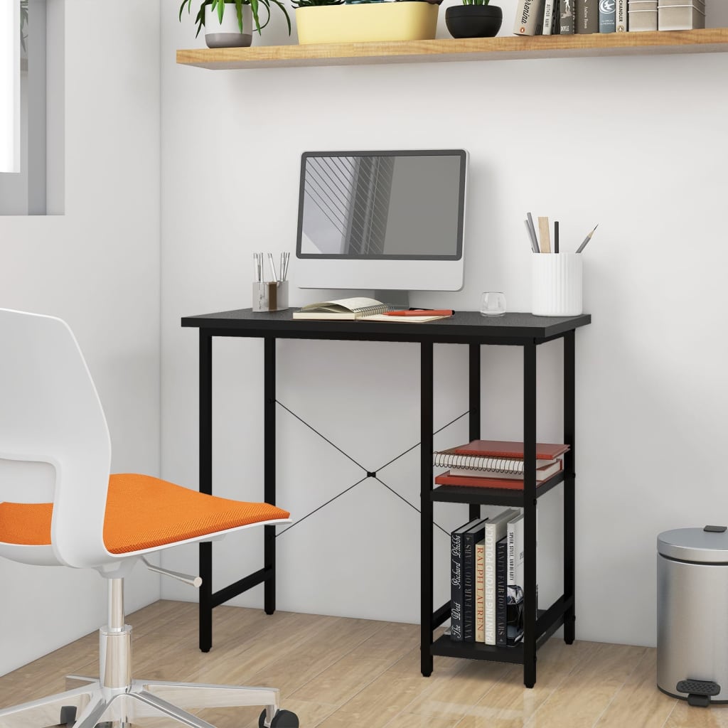 Bureau d'ordinateur Noir 80x40x72 cm MDF et métal - XIOS