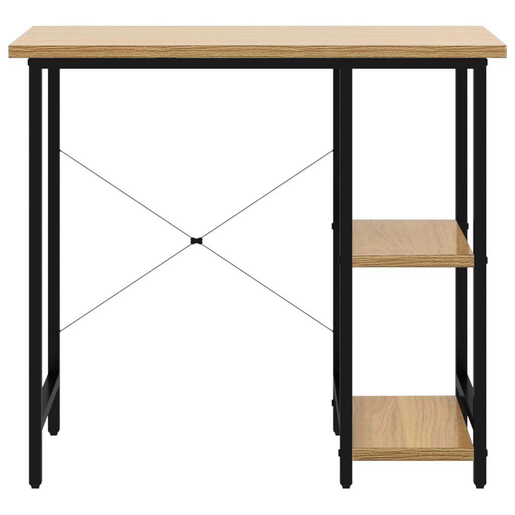 Bureau d'ordinateur Noir et chêne clair 80x40x72cm MDF et métal - XIOS