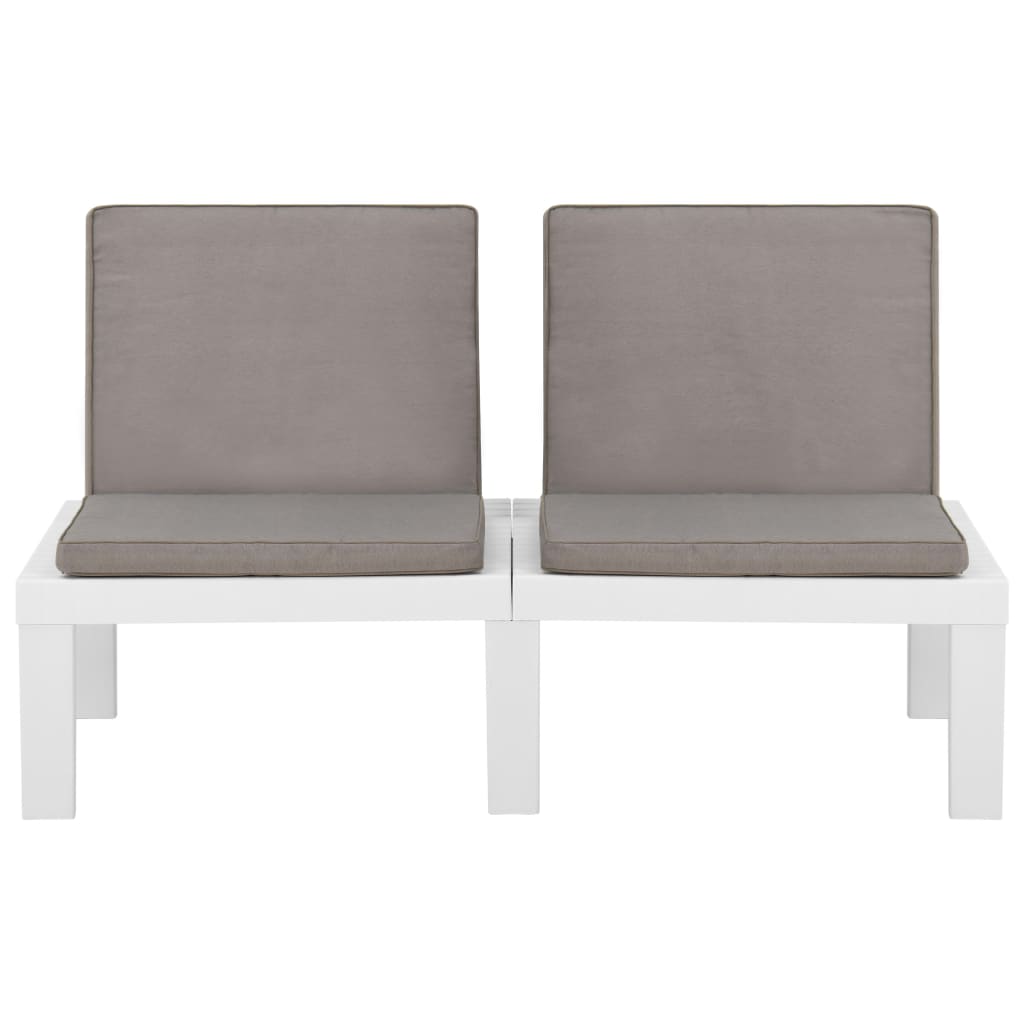 Salon de jardin 3 pcs avec coussins Plastique Blanc