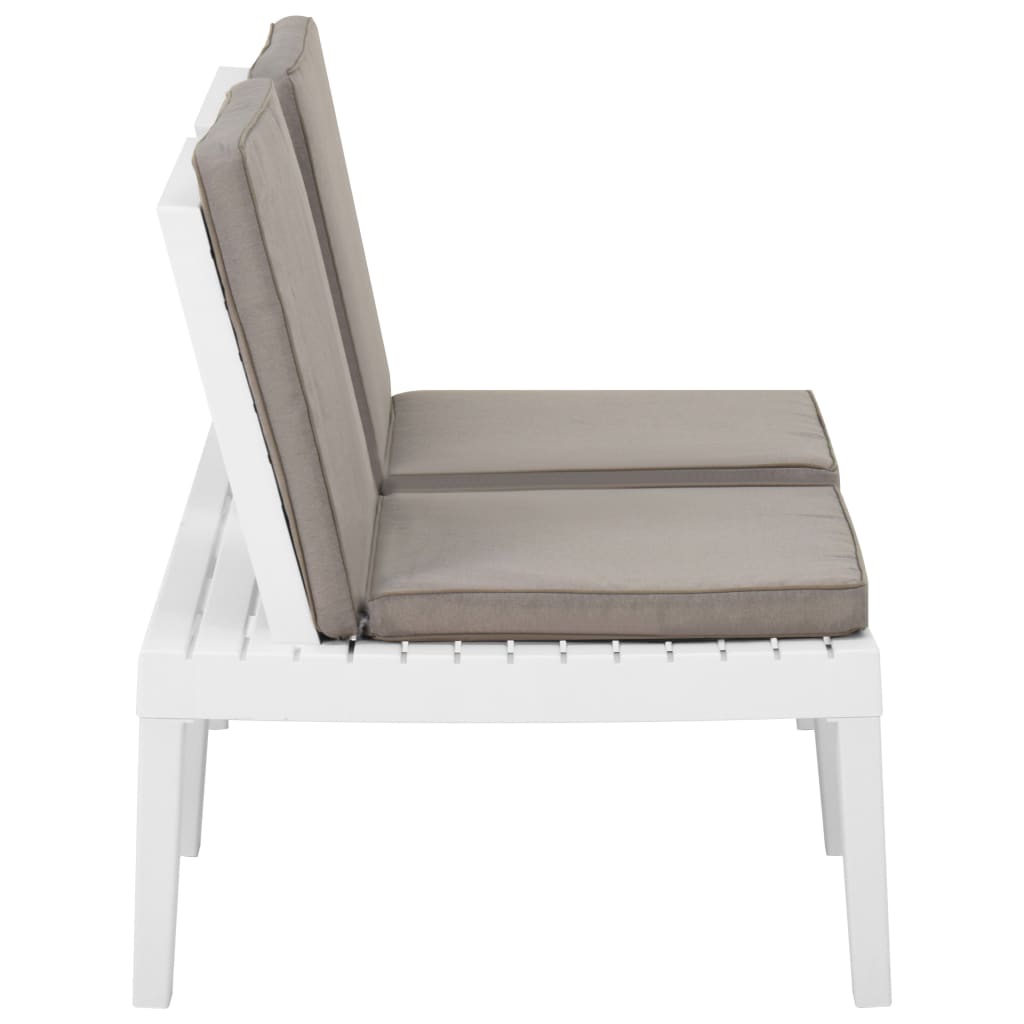 Salon de jardin 3 pcs avec coussins Plastique Blanc