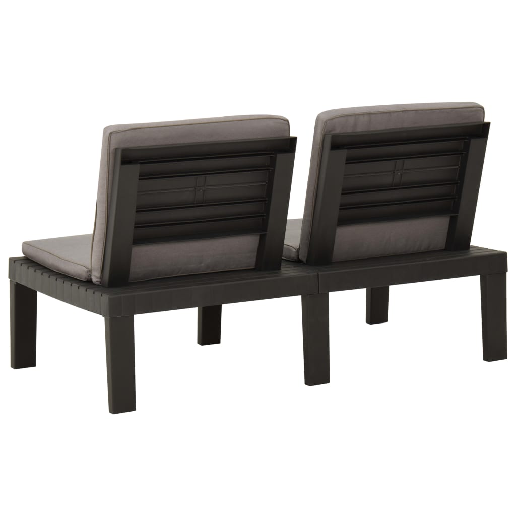 Salon de jardin 3 pcs avec coussins Plastique Gris