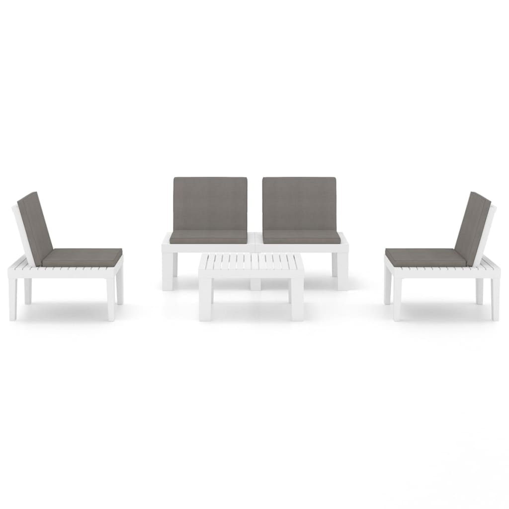 Salon de jardin 4 pcs avec coussins Plastique Blanc