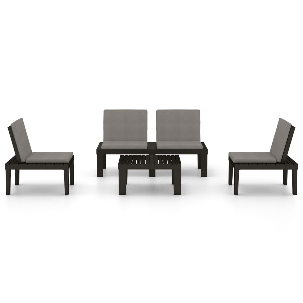 Salon de jardin 4 pcs avec coussins Plastique Gris