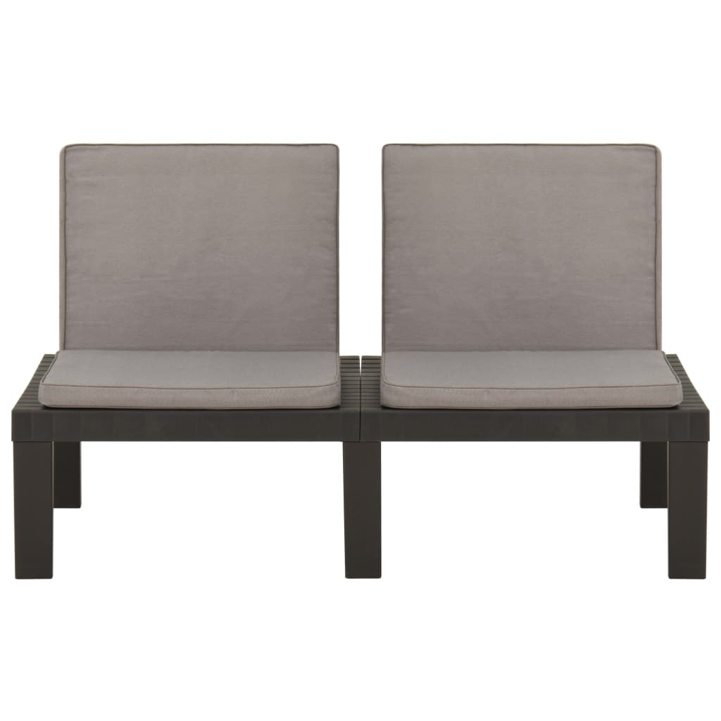Salon de jardin 4 pcs avec coussins Plastique Gris