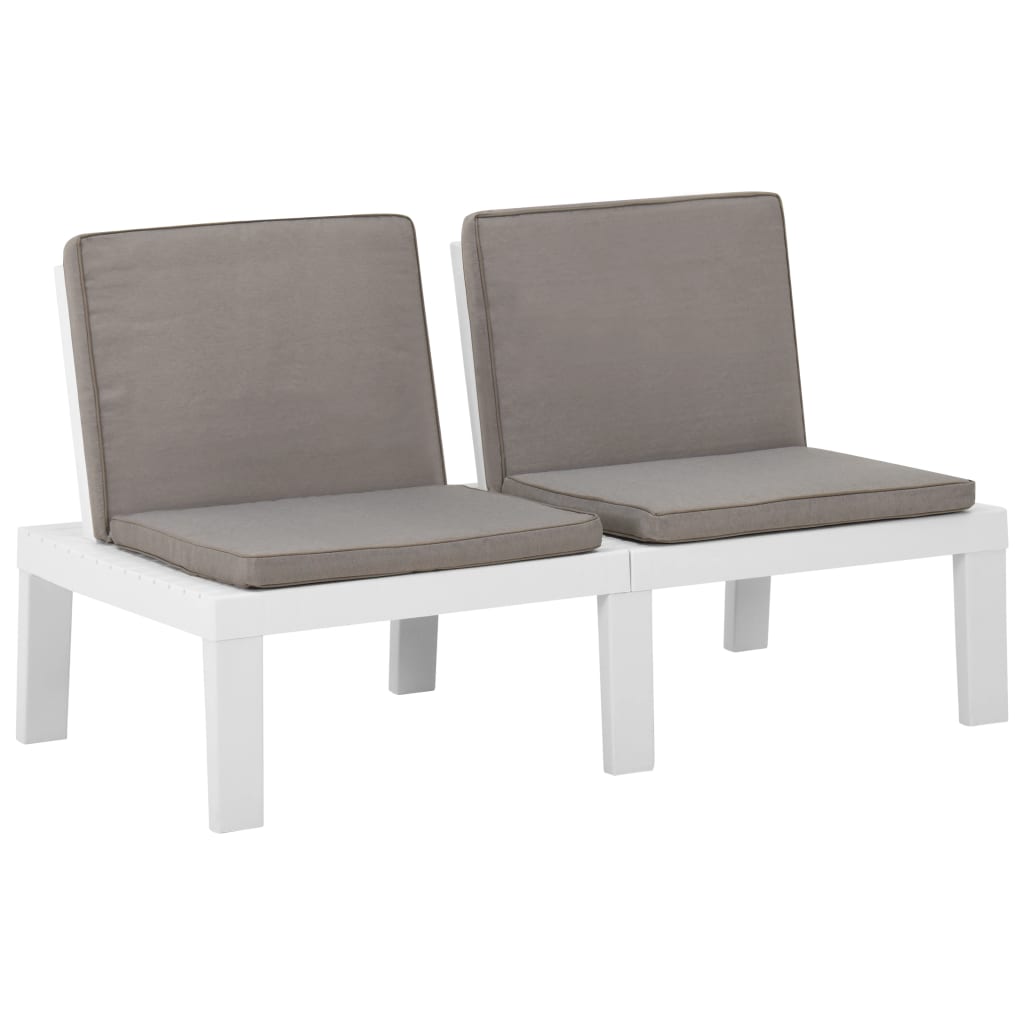 Salon de jardin 6 pcs avec coussins Plastique Blanc