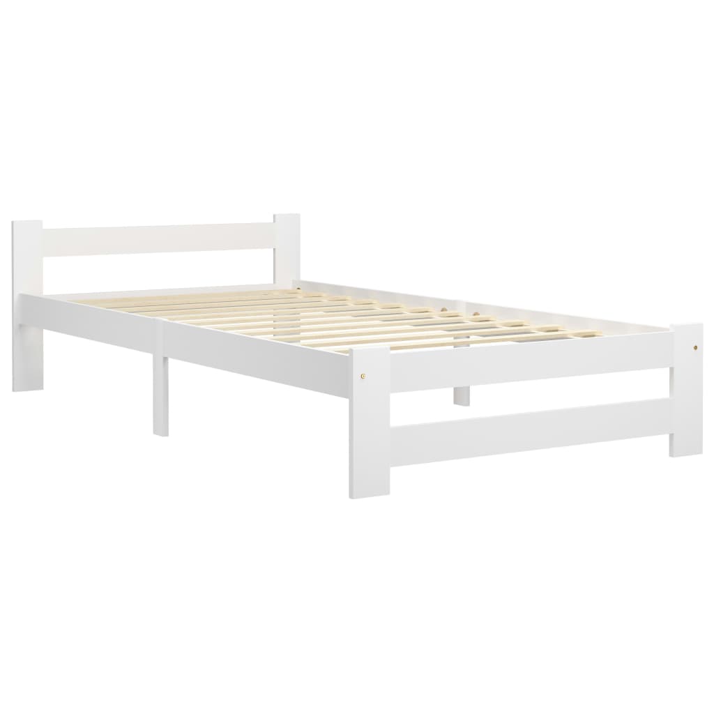 Cadre de lit sans matelas blanc bois de pin massif 90x200 cm - XIOS