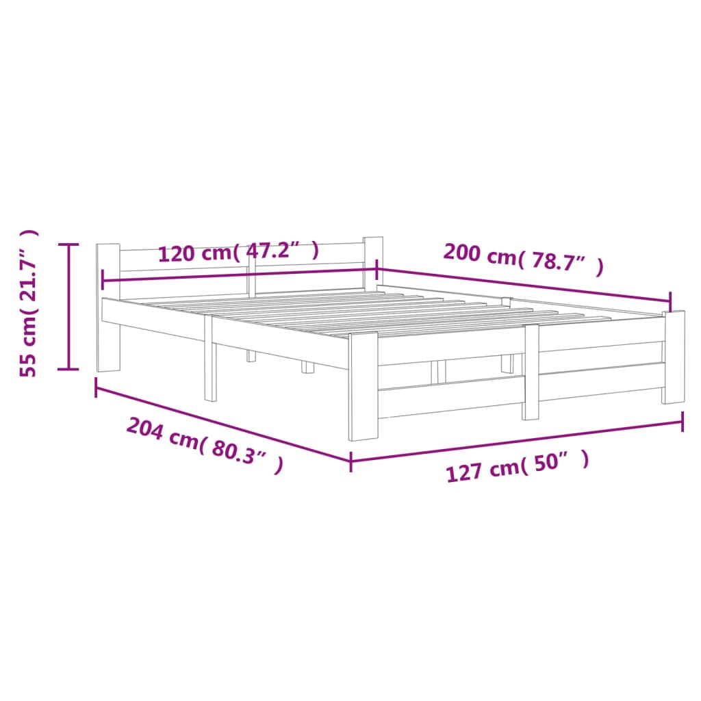 Cadre de lit sans matelas blanc bois de pin massif 120x200 cm - XIOS