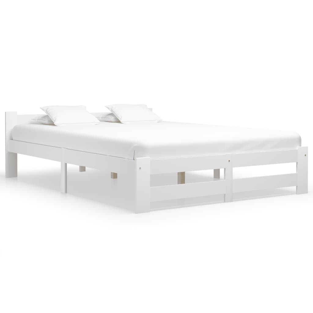 Cadre de lit sans matelas blanc bois de pin massif 140x200 cm - XIOS