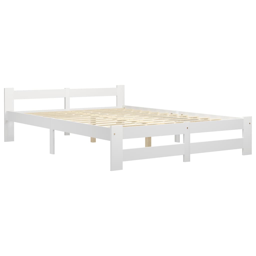 Cadre de lit sans matelas blanc bois de pin massif 140x200 cm - XIOS