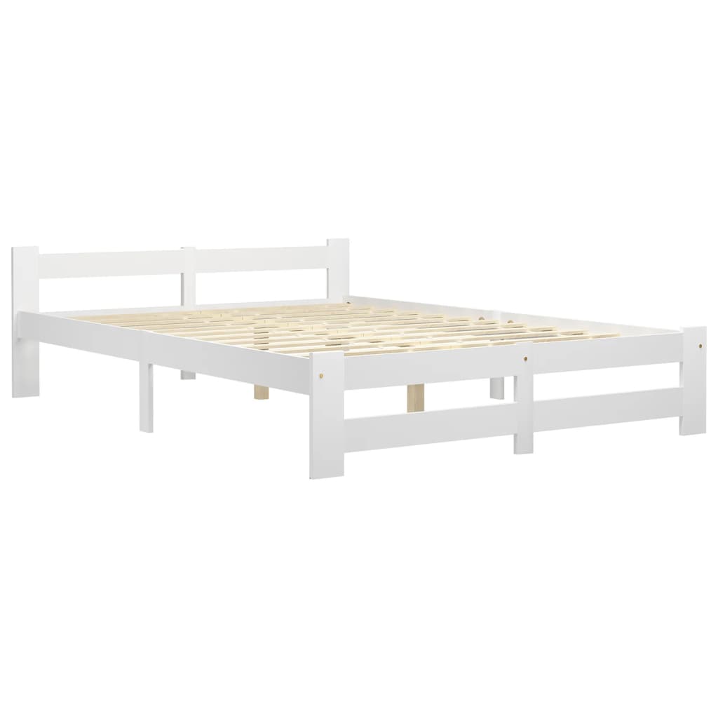 Cadre de lit sans matelas blanc bois de pin massif 160x200 cm - XIOS