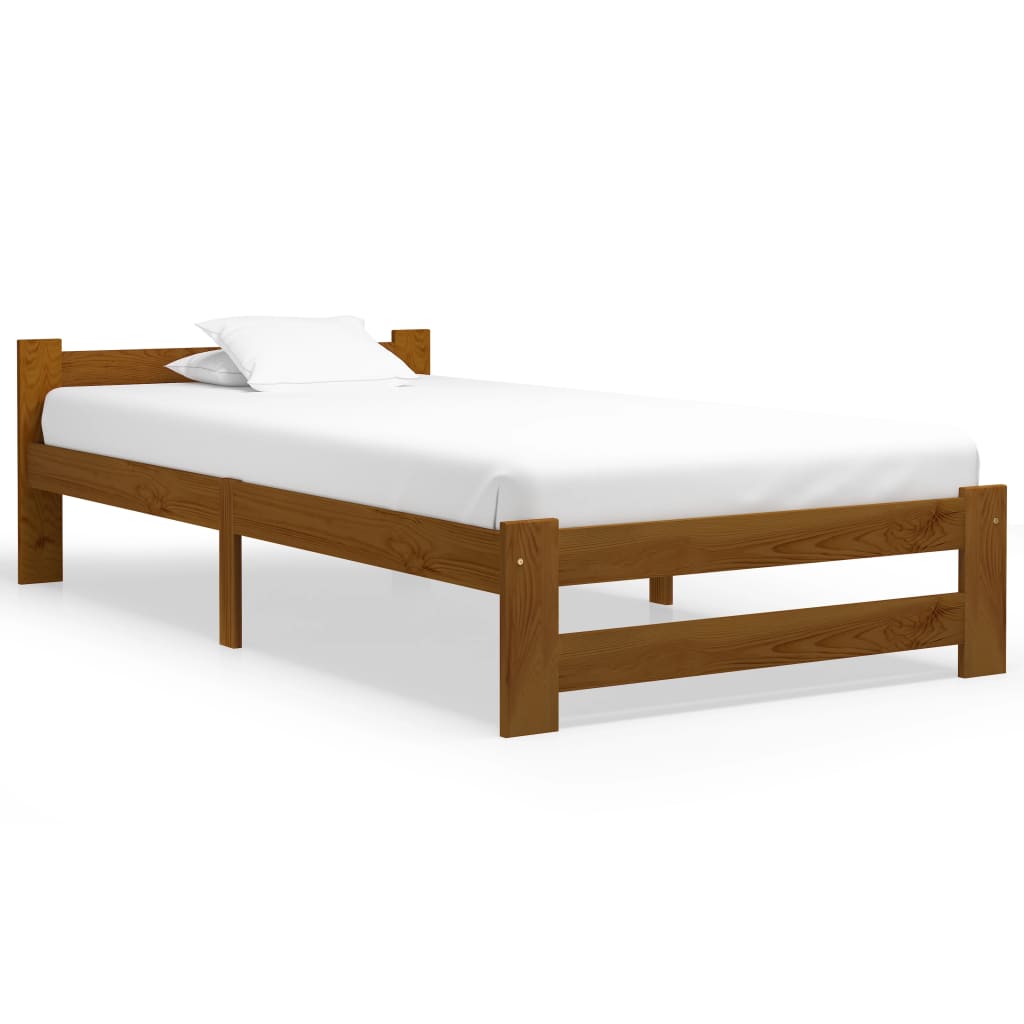 Cadre de lit sans matelas Marron miel Bois pin massif 90x200 cm - XIOS