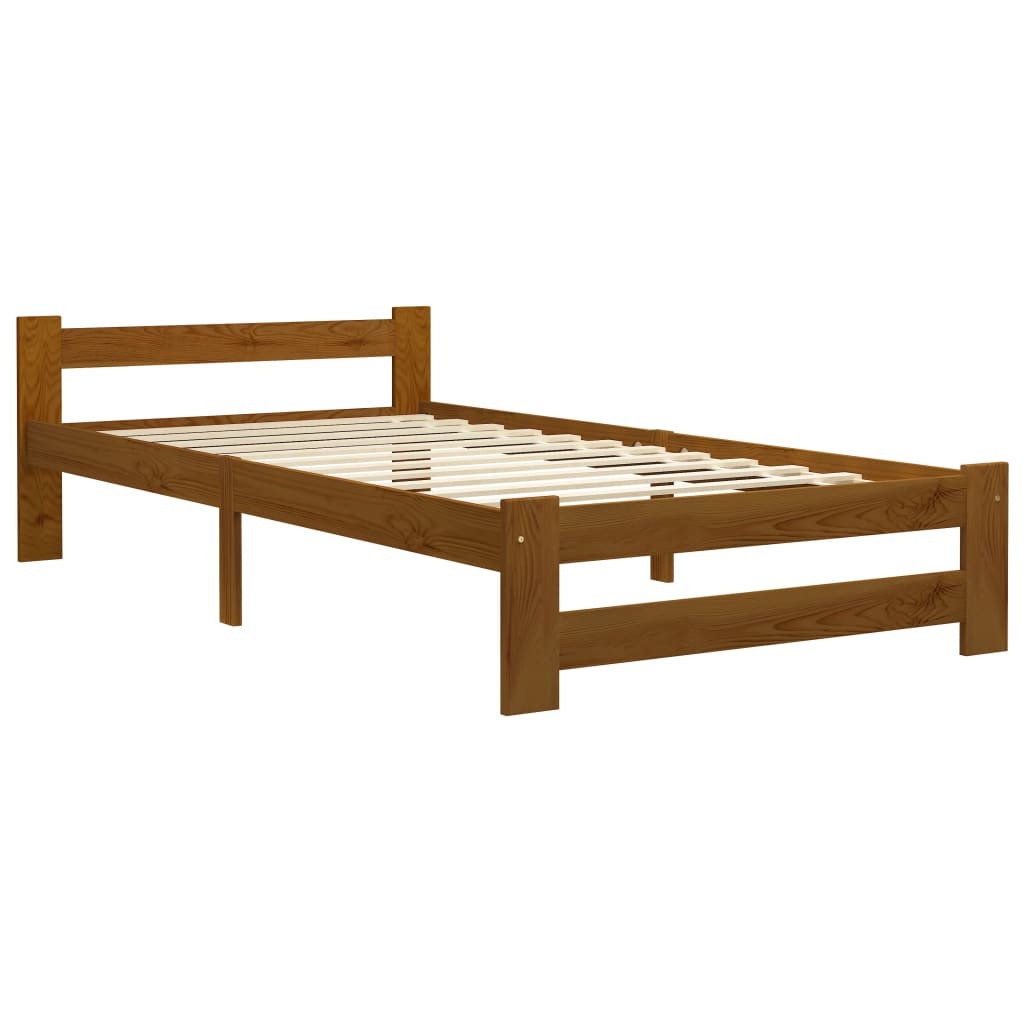 Cadre de lit sans matelas Marron miel Bois pin massif 90x200 cm - XIOS