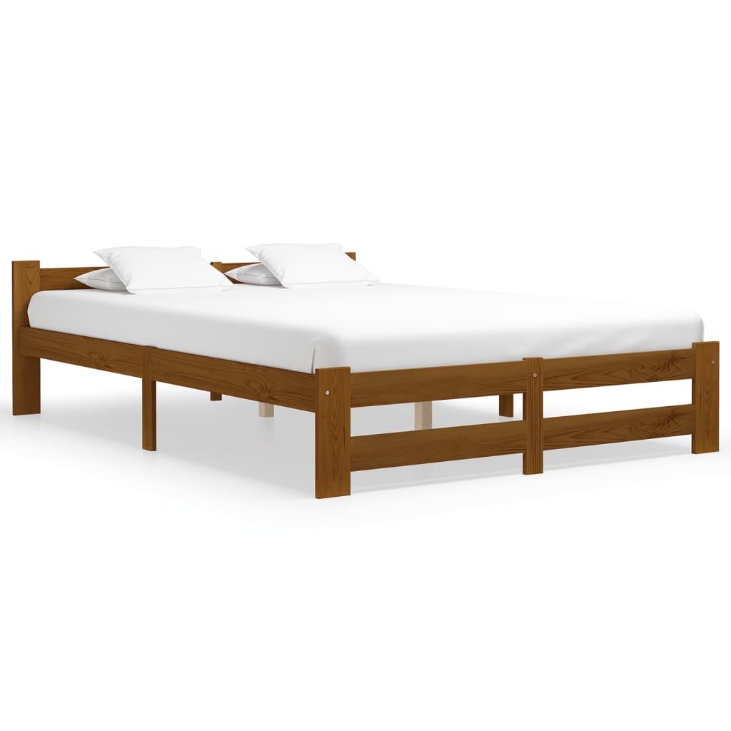 Cadre de lit sans matelas marron miel pin massif 160x200 cm - XIOS