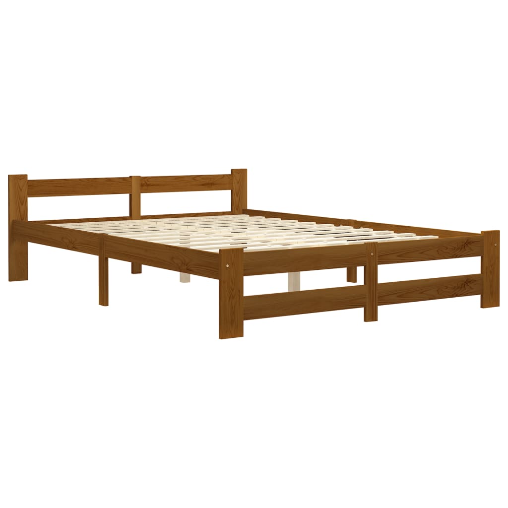 Cadre de lit sans matelas marron miel pin massif 160x200 cm - XIOS