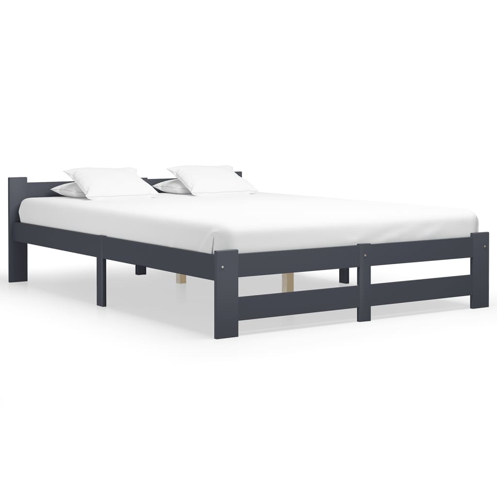 Cadre de lit sans matelas gris foncé pin massif 140x200 cm - XIOS
