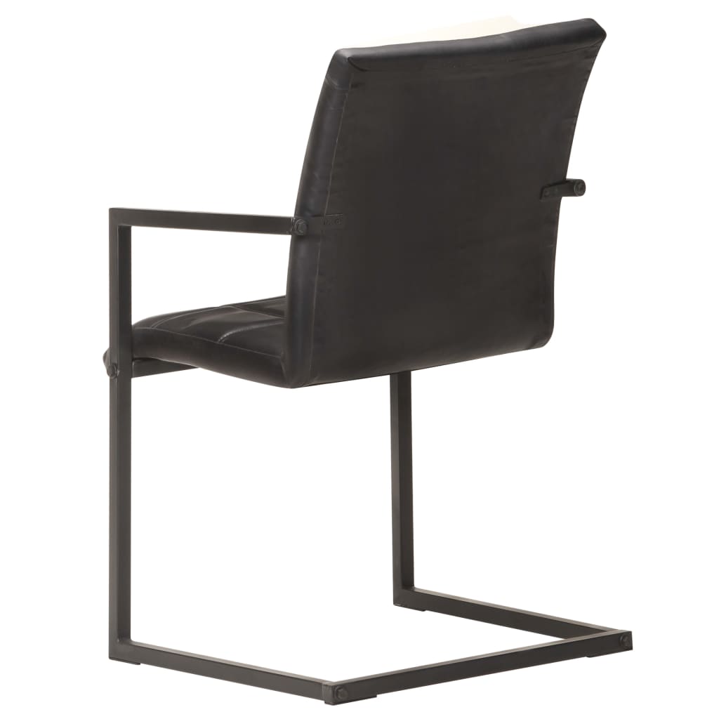 Chaises à manger cantilever lot de 4 noir cuir véritable - XIOS
