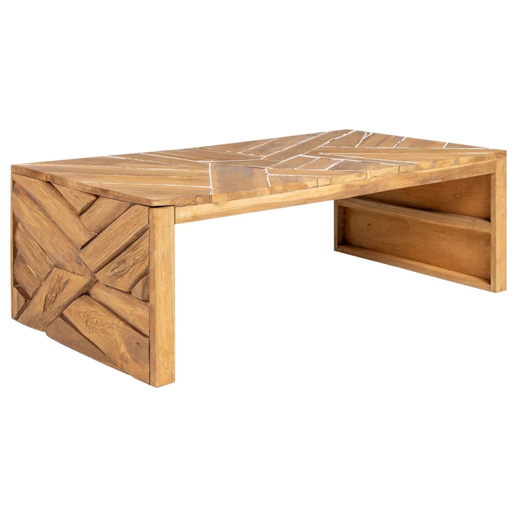 Table basse Bois de teck massif 110x35x38 cm - XIOS