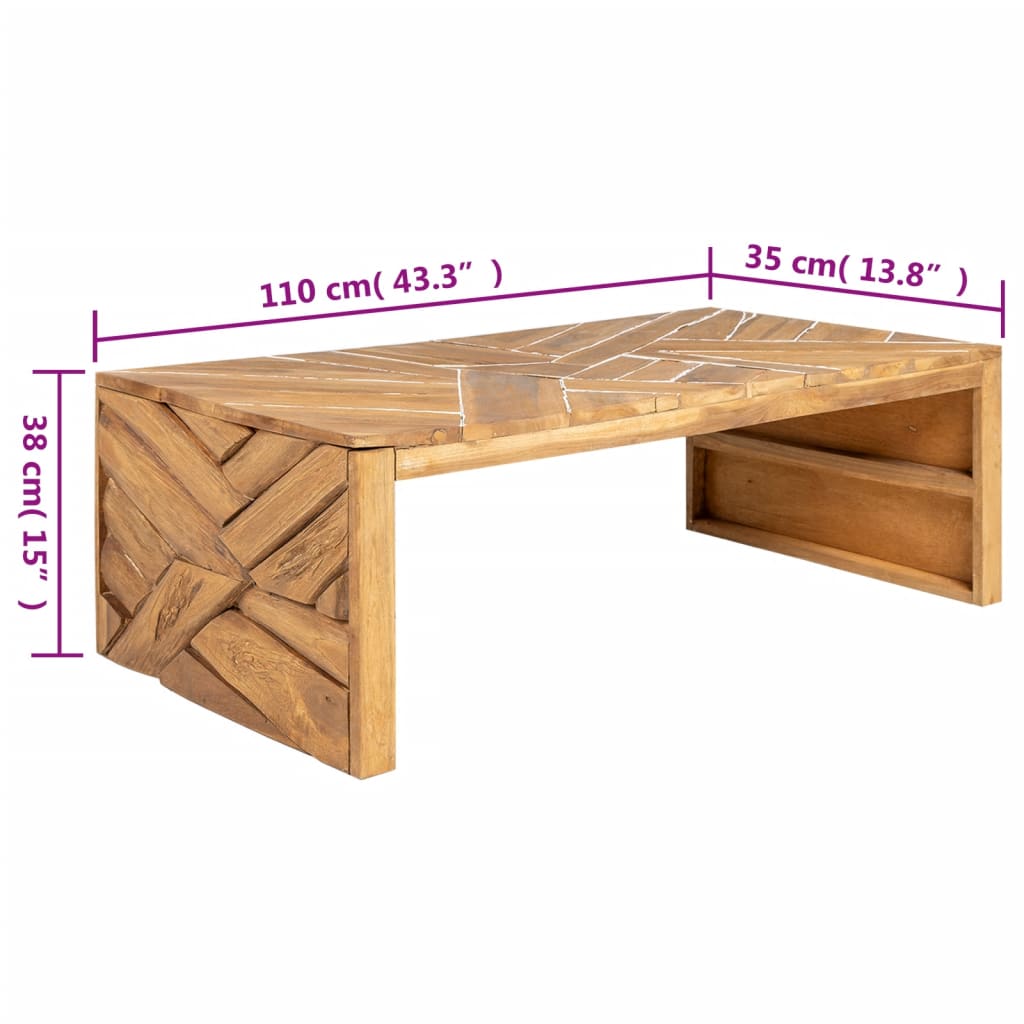 Table basse Bois de teck massif 110x35x38 cm - XIOS