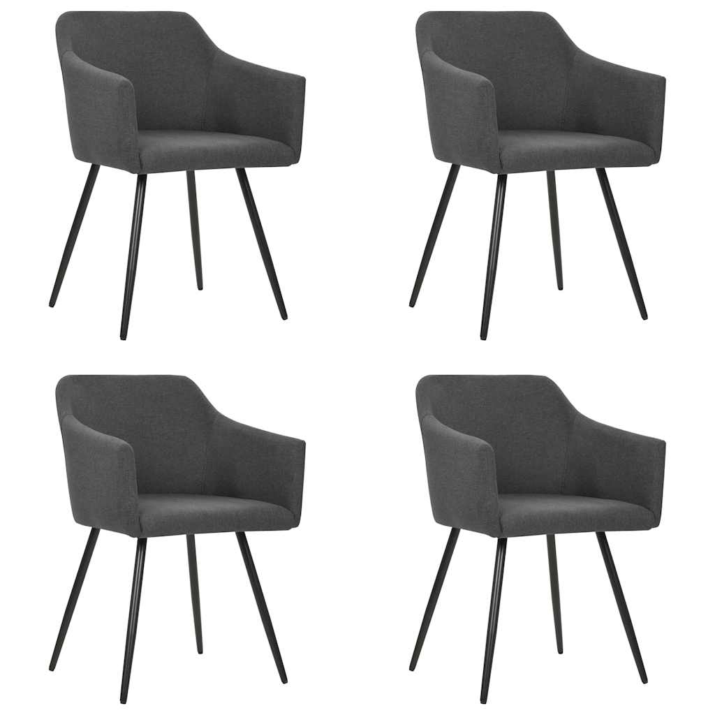 Chaises à manger lot de 4 gris foncé tissu
