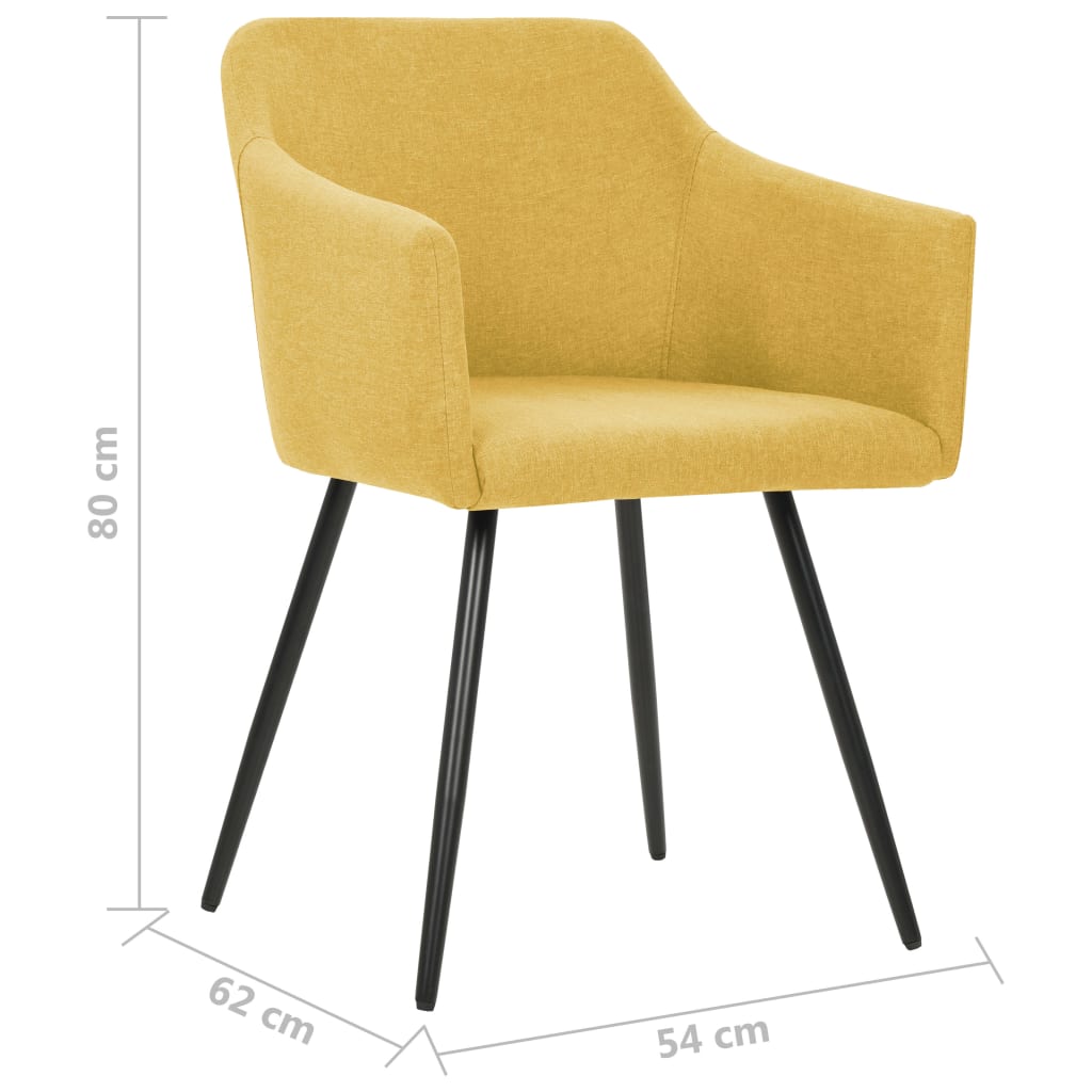 Chaises à manger lot de 4 jaune tissu - XIOS