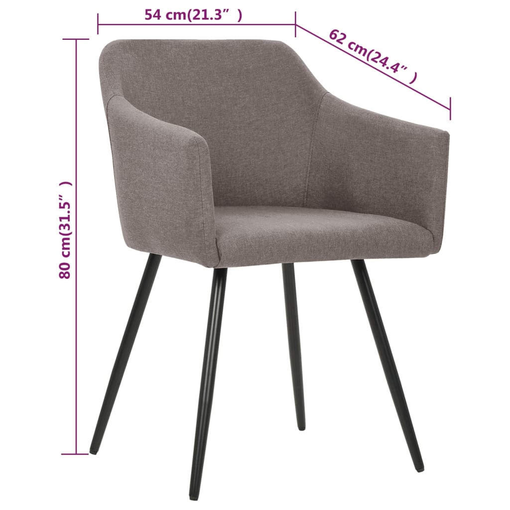 Chaises à manger lot de 4 taupe tissu - XIOS