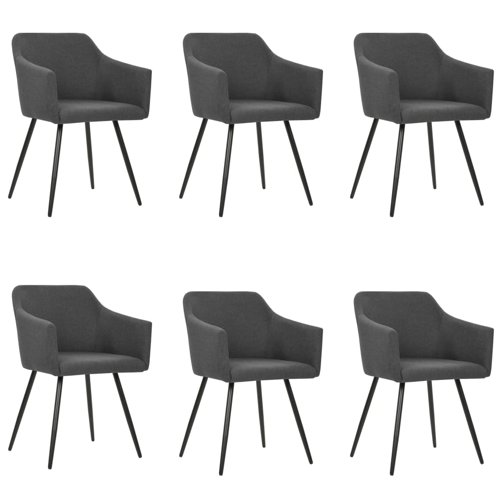 Chaises à manger lot de 6 gris foncé tissu - XIOS
