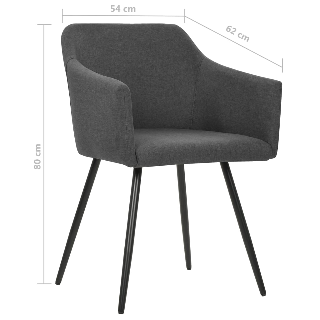 Chaises à manger lot de 6 gris foncé tissu - XIOS