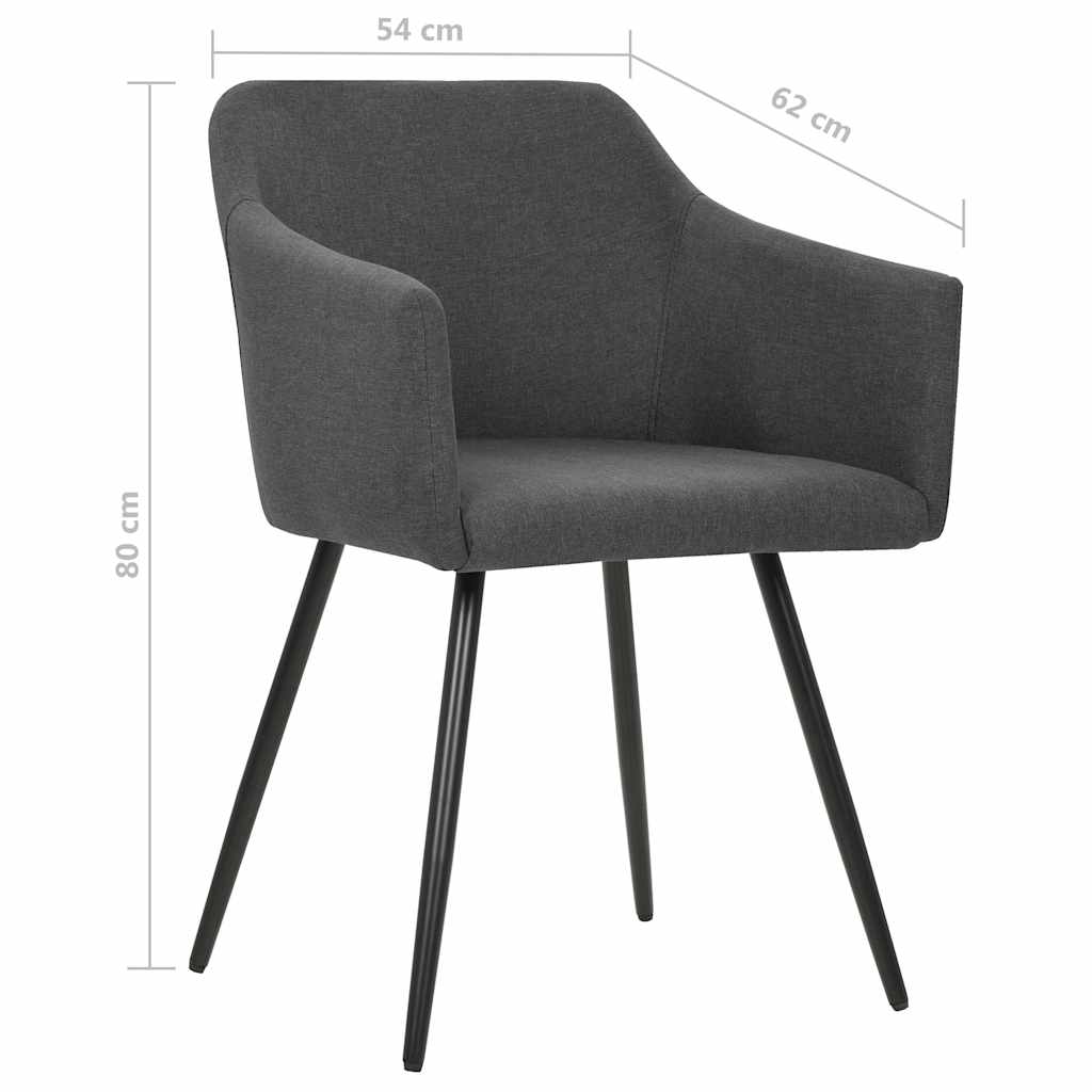 Chaises à manger lot de 6 gris foncé tissu