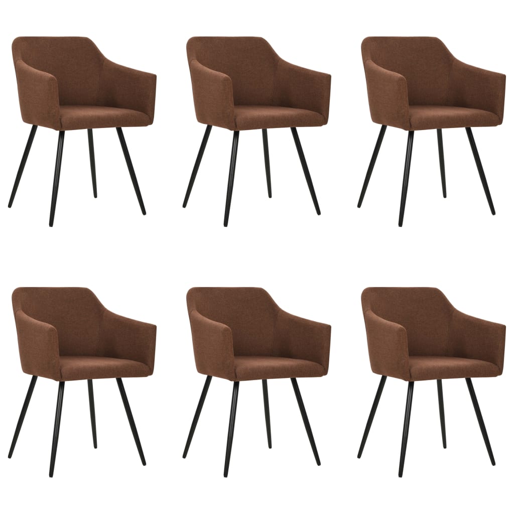 Chaises à manger lot de 6 marron tissu - XIOS