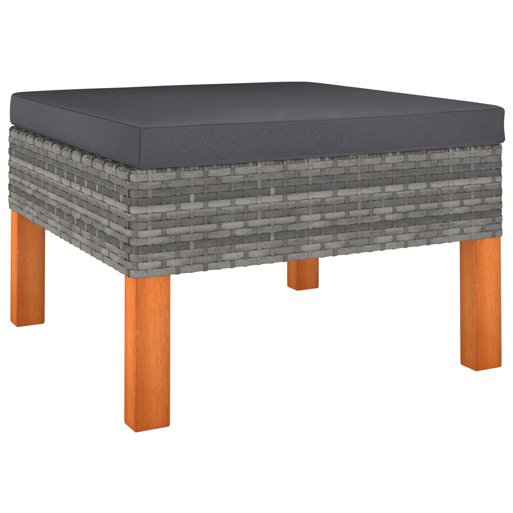 Salon de jardin 6 pcs avec coussins Résine tressée Gris