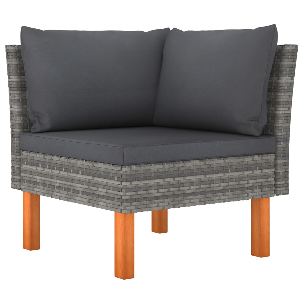 Salon de jardin 8 pcs avec coussins Résine tressée Gris