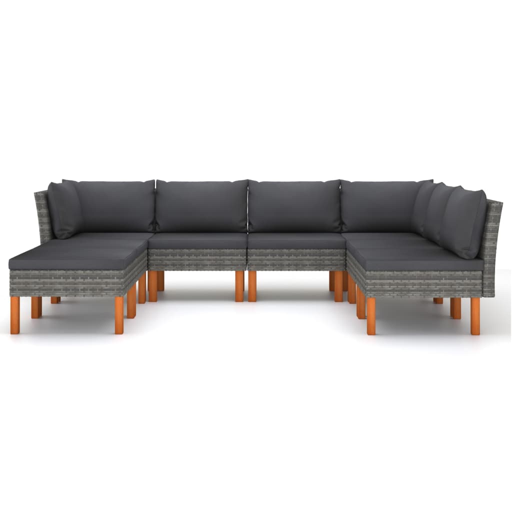 Salon de jardin 8 pcs avec coussins Résine tressée Gris