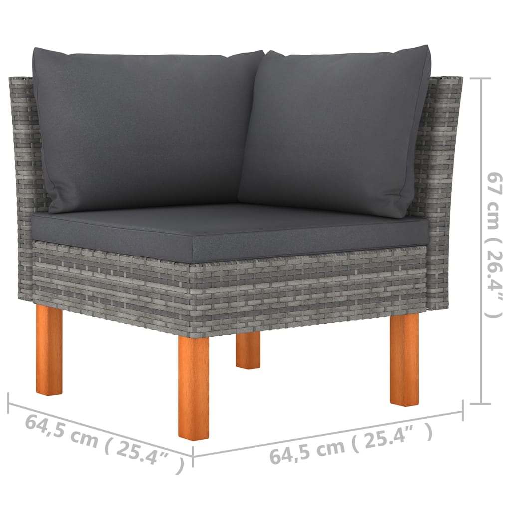 Salon de jardin 8 pcs avec coussins Résine tressée Gris