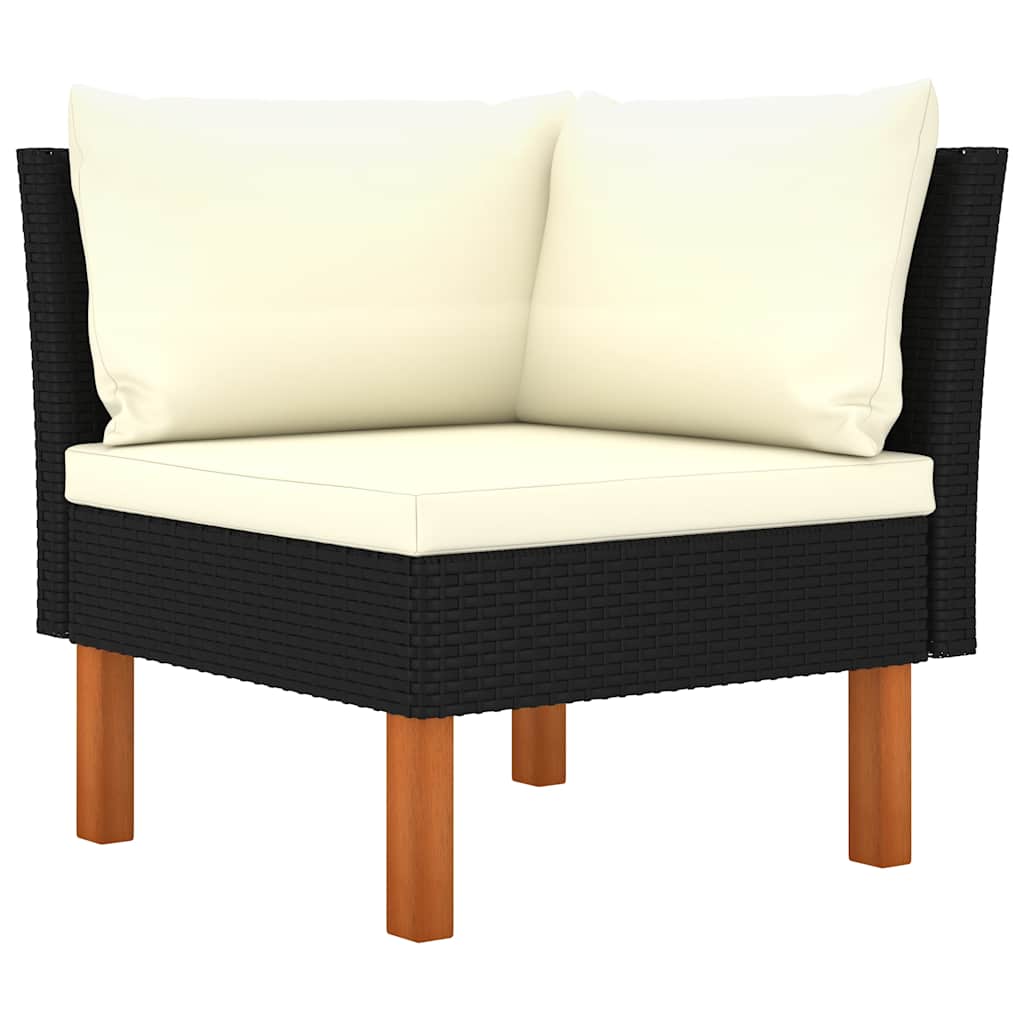 Salon de jardin 4 pcs avec coussins Résine tressée Noir