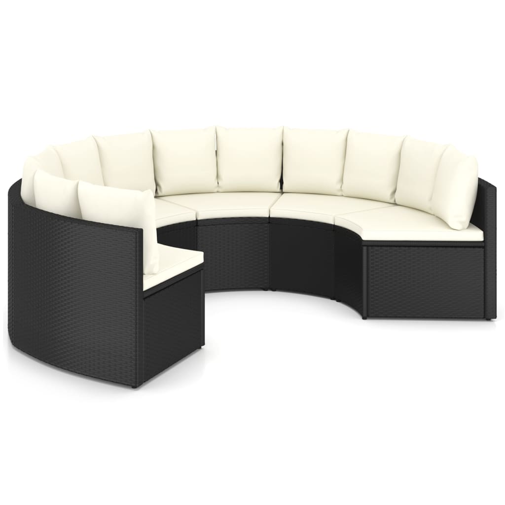 Salon de jardin 6 pcs avec coussins Résine tressée Noir