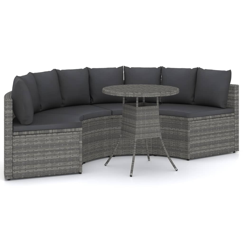 Salon de jardin 5 pcs avec coussins Résine tressée Gris