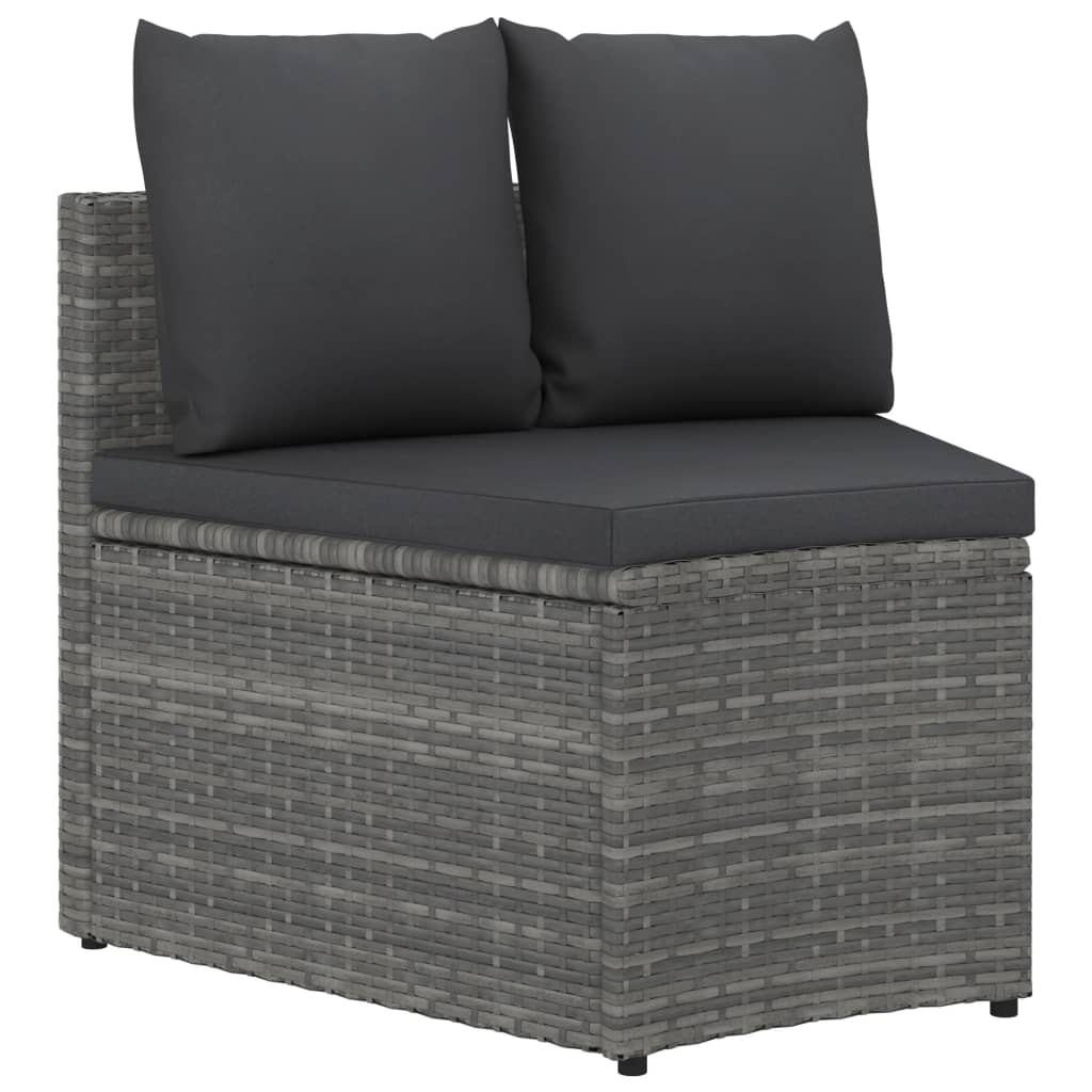 Salon de jardin 5 pcs avec coussins Résine tressée Gris