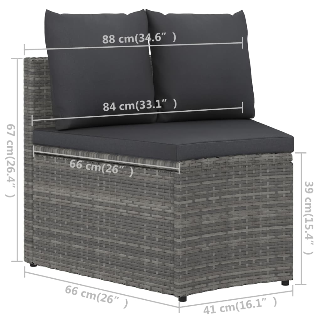 Salon de jardin 5 pcs avec coussins Résine tressée Gris