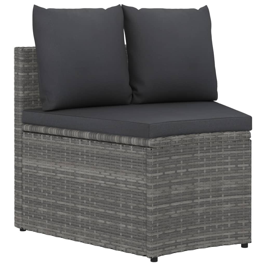 Salon de jardin 4 pcs avec coussins Résine tressée Gris