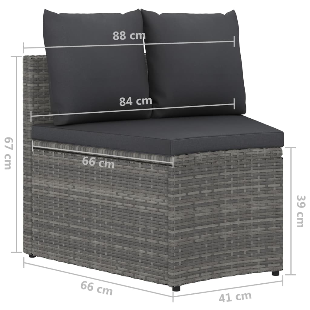 Salon de jardin 4 pcs avec coussins Résine tressée Gris