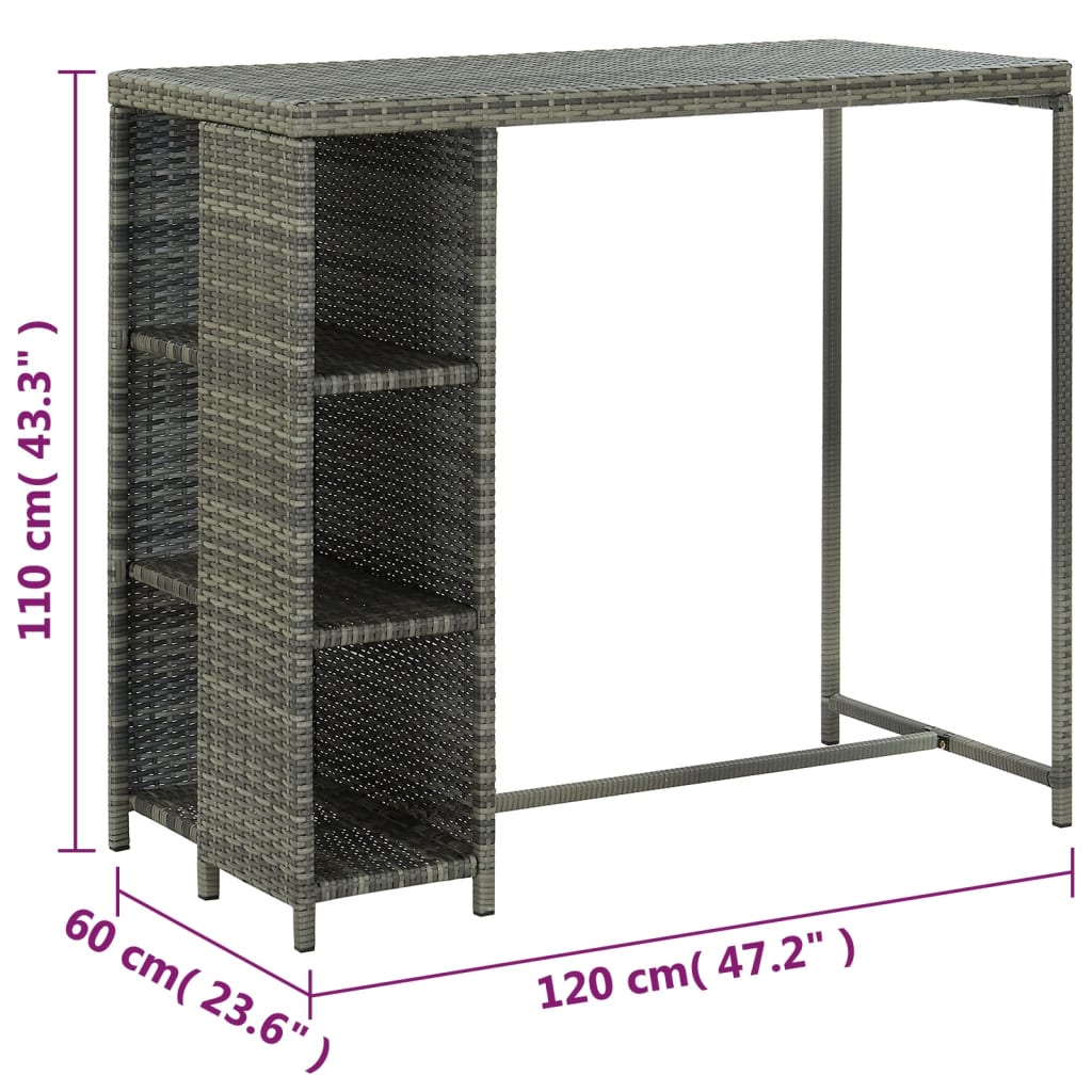 Ensemble de bar de jardin 5 pcs et coussins Résine tressée Gris