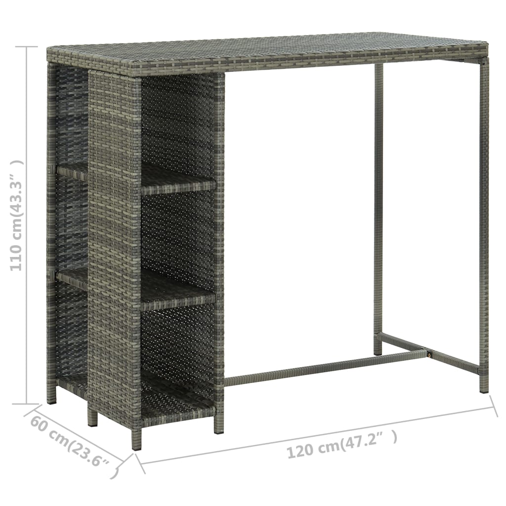 Ensemble de bar de jardin 5 pcs et coussins Résine tressée Gris