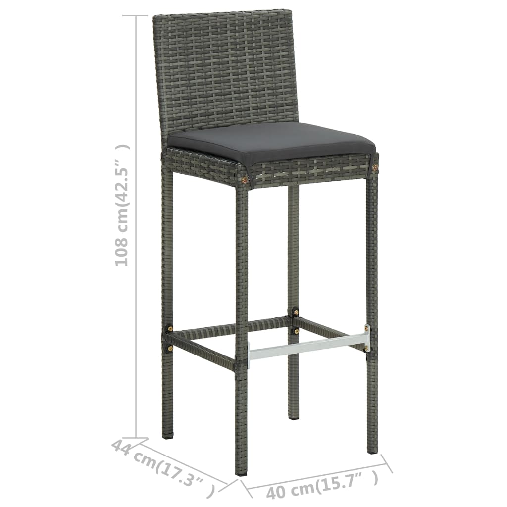 Ensemble de bar de jardin 5 pcs et coussins Résine tressée Gris
